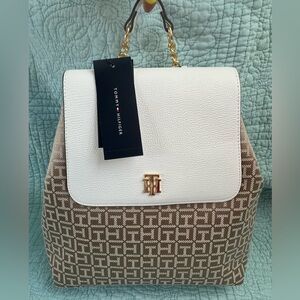 Tommy Hilfiger White and Tan Backpack